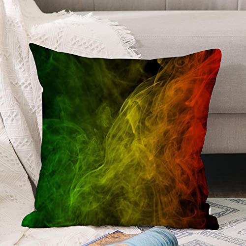 Kissenbezug 45x45 cm,Idee bunt flammend abstrakt Rauch Kurven Welle Reggae grün Luft Aroma ,Outdoor Kissen Kissenbezüge Kissenhülle Sofa Kissen dekokissen Zierkissen für Wohnzimmer Garten deko draußen von ANNKOOT