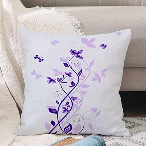 Kissenbezug 45x45 cm,Lila Blumen-Vintager violetter Baum,Outdoor Kissen Kissenbezüge Kissenhülle Sofa Kissen dekokissen Zierkissen für Wohnzimmer Garten deko draußen von ANNKOOT