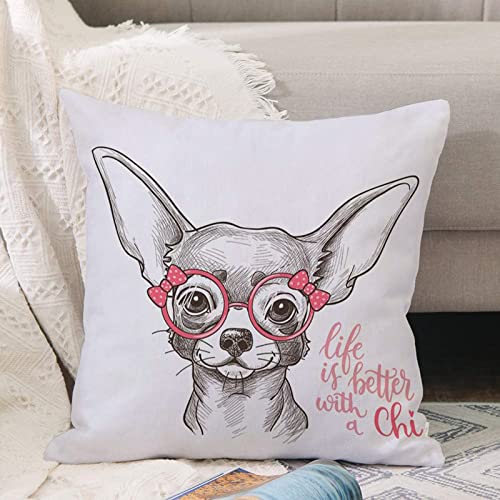 Kissenbezug 45x45 cm,Mädchen-Chihuahua,Outdoor Kissen Kissenbezüge Kissenhülle Sofa Kissen dekokissen Zierkissen für Wohnzimmer Garten deko draußen von ANNKOOT