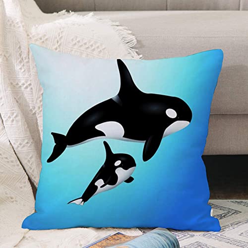 Kissenbezug 45x45 cm,Orcas Killerwale Design,Outdoor Kissen Kissenbezüge Kissenhülle Sofa Kissen dekokissen Zierkissen für Wohnzimmer Garten deko draußen von ANNKOOT