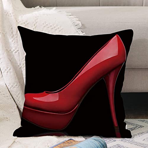 Kissenbezug 45x45 cm,Sex Damenschuhe Rote High Heels im Schwarzen Design,,Outdoor Kissen Kissenbezüge Kissenhülle Sofa Kissen dekokissen Zierkissen für Wohnzimmer Garten deko draußen von ANNKOOT