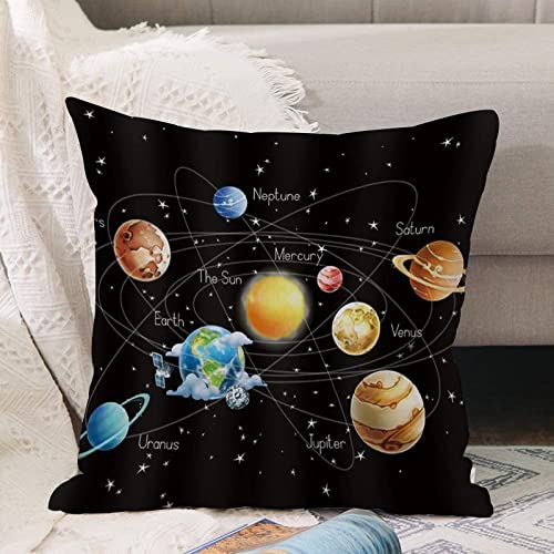 Kissenbezug 45x45 cm,Sonnensystem Planeten Sterne Milchstraße Galaxie Weltraum Astronomisch,Outdoor Kissen Kissenbezüge Kissenhülle Sofa Kissen dekokissen Zierkissen für Wohnzimmer Garten deko draußen von ANNKOOT