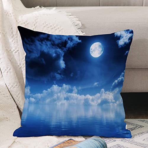 Kissenbezug 45x45 cm,Voller Wahnsinn runder Mond Wasser Natur Erde Außen Spiegelung,Outdoor Kissen Kissenbezüge Kissenhülle Sofa Kissen dekokissen Zierkissen für Wohnzimmer Garten deko draußen von ANNKOOT