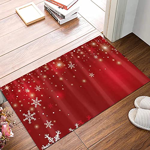 Weich Badezimmerteppich 50x80 cm,Celebration Theme Winter Snowflake Shapes mit glänzenden Flecken auf rotem Hin,Rutschfest waschbar Badematte, Badteppich Mikrofaser Saugfähig Badvorleger Duschvorleger Weich Badezimmerteppich 50x80 cm,Celebration Theme Winter Snowflake Shapes mit glänzenden Flecken auf rotem Hin,Rutschfest waschbar Badematte, Badteppich Mikrofaser Saugfähig Badvorleger Duschvorleger von ANNKOOT