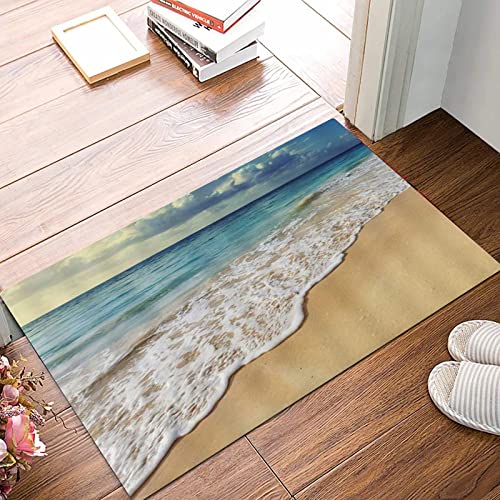 Weich Badezimmerteppich 50x80 cm,Strand Tropical Ocean Island Hawaii Pazifik Welle Sunrise Horizon Navigation,Rutschfest waschbar Badematte, Badteppich Mikrofaser Saugfähig Badvorleger Duschvorleger von ANNKOOT