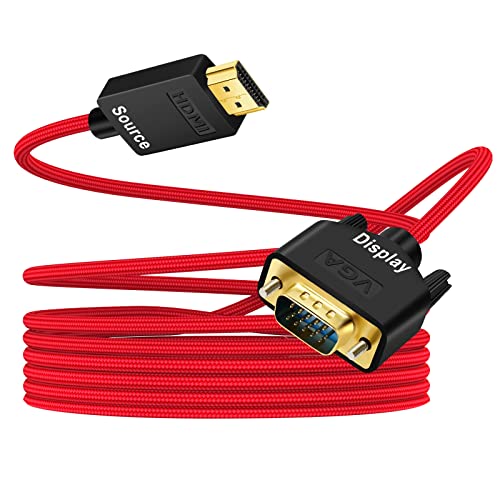 ANNNWZZD HDMI auf VGA, HDMI VGA Kabel Nylon Gewebe HDMI zu VGA für Monitor, Projektor, PC, Desktop, TV, Rot, 1M von ANNNWZZD