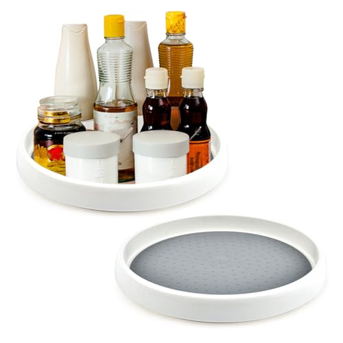 ANNTIM 2 Stück Drehteller Kühlschrank Gewürzrondell Drehbar, 25 cm Lazy Susan Drehteller Gewürzregal, 360° Drehbares Gewürzregal Drehteller Küche, Drehteller Organizer für Gewürze und Backzutaten von ANNTIM