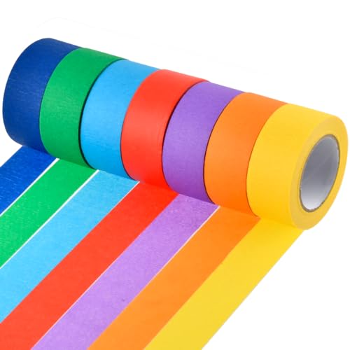 ANNTIM 7 Rollen Klebeband Bunt, 13M* 25mm Washi Tape Set Malerkrepp Bunt, Deko Klebeband Gewebeband Bunt Washi Tape Bunt für Malerei Journal DIY Scrapbook dekoratives Handwerk von ANNTIM