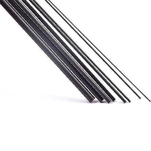Kohlefaserstab, 10 Stück Kohlefaserstäbe, 500 mm Länge und Durchmesser, 0,5 mm bis 7 mm, runder massiver Kohlenstoffstab zur Befestigung und Verstärkung von Drachenzelten (Farbe: 3 x 500 mm, 10 Stück) von ANNURA