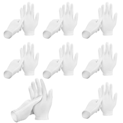 ANOMM 18 Paar Weiße Handschuhe Baumwolle, Stoff Handschuhe Weiss Baumwollhandschuhe, Weiche Hautfreundliche Arbeitshandschuhe für den Umgang mit Münzen und Schmuckinspektionshandschuhe (XXL) von ANOMM
