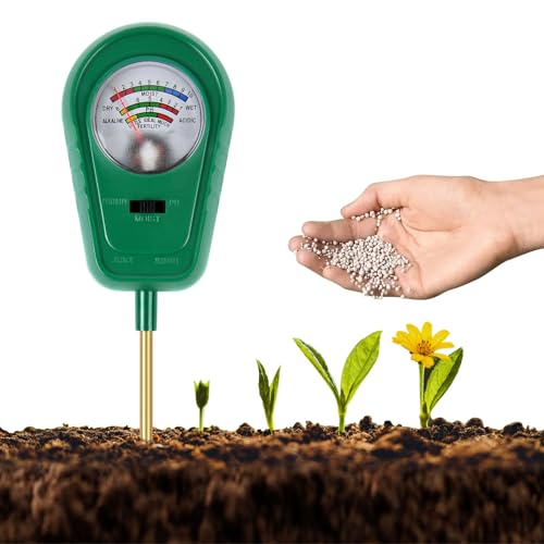 ANOMM 3 in 1 Bodentester, Bodenfeuchte-/Fruchtbarkeits-/pH-Tester, Boden Feuchtigkeitsmesser für Pflanzen, Lange Sonde Feuchtigkeitsmessgerät für Gartenpflege, Rasen, Landwirtschaft (Grün,Einzelnadel) von ANOMM
