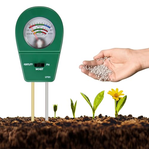ANOMM 3 in 1 Bodentester, Bodenfeuchte-/Fruchtbarkeits-/pH-Tester, Boden Feuchtigkeitsmesser für Pflanzen, Lange Sonde Feuchtigkeitsmessgerät für Gartenpflege, Rasen, Landwirtschaft (Grün,Doppelnadel) von ANOMM