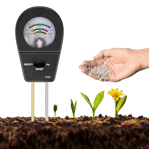 ANOMM 3 in 1 Bodentester, Bodenfeuchte-/Fruchtbarkeits-/pH-Tester, Boden Feuchtigkeitsmesser für Pflanzen, Lange Sonde Feuchtigkeitsmessgerät für Gartenpflege, Rasen, Landwirtschaft (Schwarz) von ANOMM