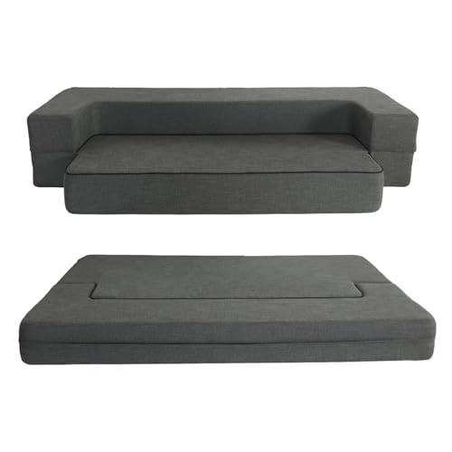 ANONER Modernes Klapp-Sofa-Bett mit Memory-Schaum, wandlungsfähiger Sessel, Matratze, Gästecouch mit Schlaffunktion, gepolsterte Couches für Wohnzimmer, Keine Montage erforderlich, dunkelgrau von ANONER