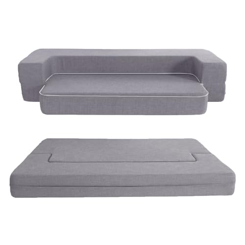 ANONER Modernes Klapp-Sofa-Bett in voller Größe mit Memory-Schaum, wandlungsfähiger Sessel, Bodenliege & Schlafmatratze, gepolsterte Couches für Wohnzimmer und Schlafzimmer, hellgrau von ANONER