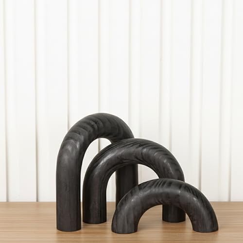Holzbögen, dekoratives Objekt für Couchtisch, Boho-Regal, Dekoration, Bogen-Design für Japandi, ästhetisches Regal, neutrale Akzente für Zuhause, 3 Stück (schwarz) von ANONYO
