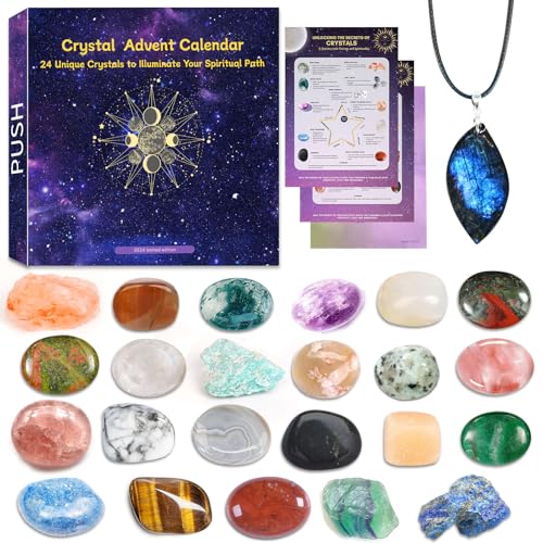 ANOTION Edelstein Adventskalender 2024, 24 Tage Weihnachten Countdown Kristall Natürliche Chakra Heilung Steine Geschenke für Frauen, Mineralien Fossilien Kit für Erwachsene Kinder Jungen Mädchen ANOTION Edelstein Adventskalender 2024, 24 Tage Weihnachten Countdown Kristall Natürliche Chakra Heilung Steine Geschenke für Frauen, Mineralien Fossilien Kit für Erwachsene Kinder Jungen Mädchen von ANOTION