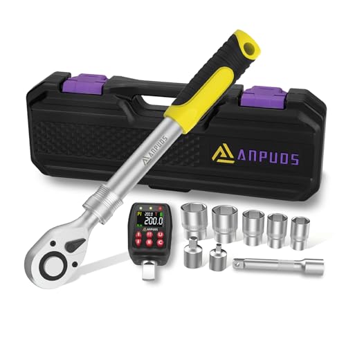 ANPUDS Digitaler Drehmomentadapter 1/2 Zoll, 10-200 Nm Digital Drehmomentschlüssel Set mit 600mm Teleskopratschenschlüssel, 125mm Verlängerungsstange und 5 Stecknüsse, 1/4" 3/8" Adapter für Auto ANPUDS Digitaler Drehmomentadapter 1/2 Zoll, 10-200 Nm Digital Drehmomentschlüssel Set mit 600mm Teleskopratschenschlüssel, 125mm Verlängerungsstange und 5 Stecknüsse, 1/4" 3/8" Adapter für Auto von ANPUDS