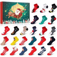 Adventskalender 2024 für Kinder mit Socken – 24 Tage Advent Geschenkset – Countdown bis Weihnachten – Design mit Weihnachtsmann, Elch, Schneemann und von ANPVIZ
