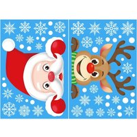 Andere Weihnachtsdekorationen, Weihnachtsfensteraufkleber, 2 wiederverwendbare Karten, Schnee-Fensteraufkleber, Weihnachtsmann und Rudolph von ANPVIZ