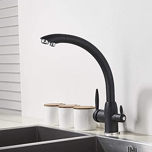 -Wasserhähne Wasserhähne 360 ​​Grad Drehung Messing Trinkwasser Gefiltertes Wasser Küchenarmatur Wasserhahn Küchenspüle Wasserhahn Heiß Kalt Mischer/Schwarz von ANQECAJH
