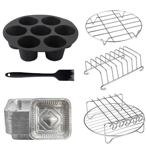 ANQIA 22,9 cm Luftfritteusen-Zubehör-Set, 6-teilig, für die meisten 5,3–6,8 QT Luftfritteusen, kompatibel mit Gowise Cosori Phillips Ninja Cozyna Air Fryer ANQIA 22,9 cm Luftfritteusen-Zubehör-Set, 6-teilig, für die meisten 5,3–6,8 QT Luftfritteusen, kompatibel mit Gowise Cosori Phillips Ninja Cozyna Air Fryer von ANQIA