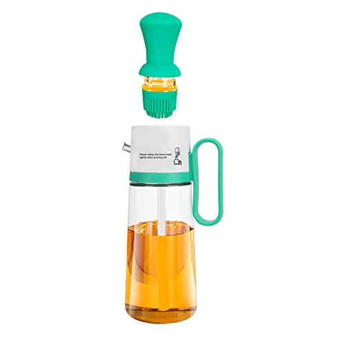 Ölspender Flasche mit Silikonbürste, 2 in 1 Tropfer Messglas Ölflasche für Küche BBQ Grill Backen Air Fryer Ofen (Grün) von ANQIA