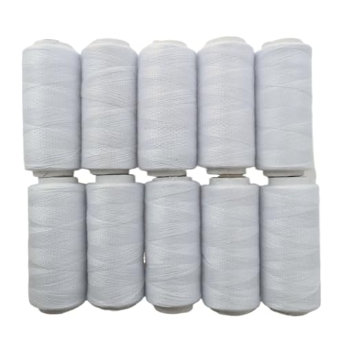 10 Stück Haushalts-Baumwollfadenrollen aus nicht leicht brechender Nähmaschine for Sticksets, Nähen und Basteln FüR Basteln(White) von ANQKYO