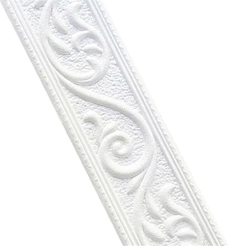 2 Stück 3D-Wandbordüre, wasserdicht, selbstklebend, Wandverkleidung, Bordüre, Schaumstofffliesen, Aufkleber, Sockelleiste for die Heimdekoration FüR WäNde(White) von ANQKYO
