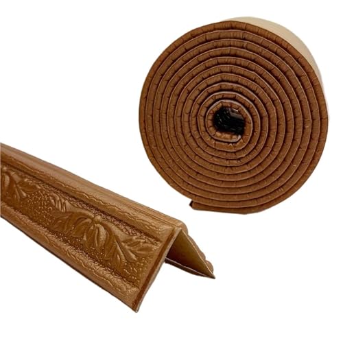2 Stück Schnitzblumen-Tapete for Decken- und Wandkanten, Winkelbesatz, selbstklebende Musterformung, for Abziehen Aufkleben, Wandaufkleber FüR WäNde(Coffee) von ANQKYO