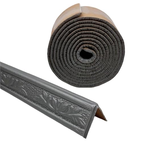 2 Stück Schnitzblumen-Tapete for Decken- und Wandkanten, Winkelbesatz, selbstklebende Musterformung, for Abziehen Aufkleben, Wandaufkleber FüR WäNde(Grey) von ANQKYO