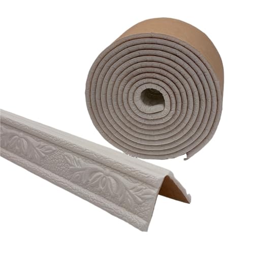 2 Stück Schnitzblumen-Tapete for Decken- und Wandkanten, Winkelbesatz, selbstklebende Musterformung, for Abziehen Aufkleben, Wandaufkleber FüR WäNde(White) von ANQKYO