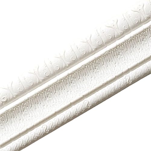 2 stücke,30 m 3D Strukturierte Tapete Baseboard Dekoration Selbst-adhesive Wohnzimmer Schlafzimmer Wand Wasserdichte Rahmen Aufkleber FüR WäNde(White) von ANQKYO