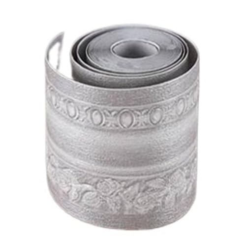 2 stücke Badezimmer 3D Taille Linie Tapete TV Hintergrund Wohnzimmer Wand Rock Rand PVC Wasserdicht Selbstklebende Dekorative Film FüR WäNde(Silver Grey) von ANQKYO