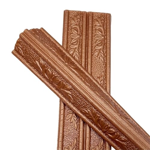 2 stücke Carving Blumen Schaum Selbst Linie Sockelleiste Wasserdichte Baseboard Ecke Taille Aufkleber Wand Rand Streifen FüR WäNde(Coffee) von ANQKYO