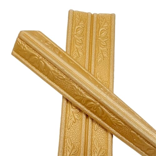 2 stücke Carving Blumen Schaum Selbst Linie Sockelleiste Wasserdichte Baseboard Ecke Taille Aufkleber Wand Rand Streifen FüR WäNde(Gold) von ANQKYO