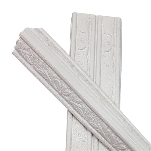 2 stücke Carving Blumen Schaum Selbst Linie Sockelleiste Wasserdichte Baseboard Ecke Taille Aufkleber Wand Rand Streifen FüR WäNde(White) von ANQKYO