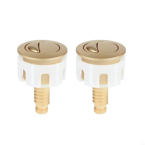 2er-Pack Toilettentaster mit Doppelspülung und rundem Kopf, einfach zu installieren, Ersatz-Toilettenspülsysteme for Spülkastensysteme FüR Zuhause(Round gold) von ANQKYO