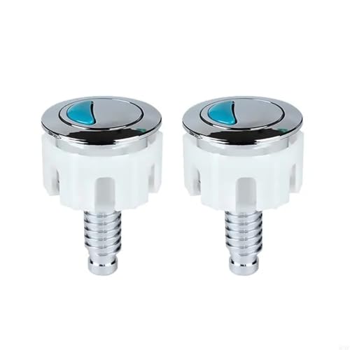 2er-Pack Toilettentaster mit Doppelspülung und rundem Kopf, einfach zu installieren, Ersatz-Toilettenspülsysteme for Spülkastensysteme FüR Zuhause(Round silver) von ANQKYO