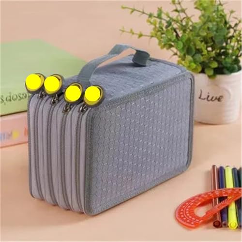 ANQKYO 1PSC Männer und Frauen Pinsel Färbung Federmäppchen Briefpapier Box 72-Loch Vier-Schicht Anti-Fallen Kunst Nail Art Federmäppchen for Kids(Gray) von ANQKYO