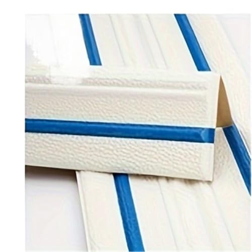ANQKYO 2 Stück,30 m/Rolle Innen- und Außeneckenaufkleber Dekorative Linie Sockellinie Selbstklebende wasserdichte Deckenhintergrundwanddekoration FüR WäNde(White with blue) von ANQKYO