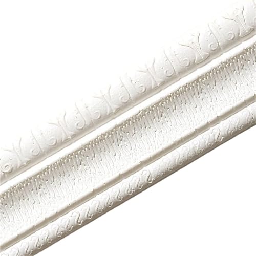 ANQKYO 2 Stück,30 m Sockelleiste Muster Tapete Dekorative Linie Dekoration Selbstklebend Wasserdicht Wohnzimmer TV Hintergrund Wandbordüre FüR WäNde(White) von ANQKYO
