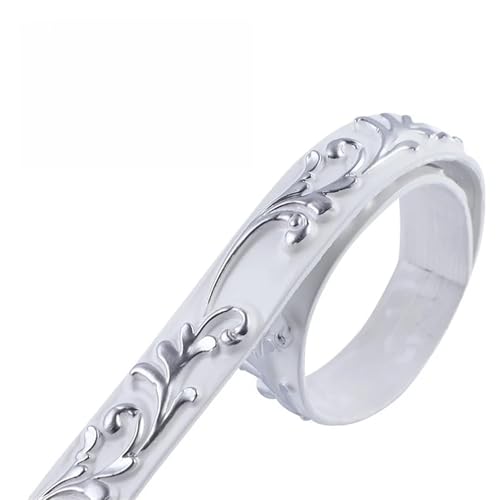 ANQKYO 2PC 1m/39,37 Zoll Dekorative Weiche Linie Fußleiste Deckenverkleidung Hintergrund Wandformlinie 3D Wandaufkleber Wohnkultur FüR WäNde(Silver) von ANQKYO
