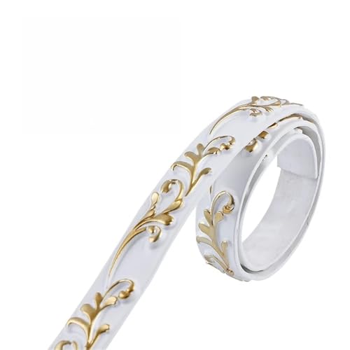 ANQKYO 2PC 1m/39,37 Zoll Dekorative Weiche Linie Fußleiste Deckenverkleidung Hintergrund Wandformlinie 3D Wandaufkleber Wohnkultur FüR WäNde(White gold) von ANQKYO