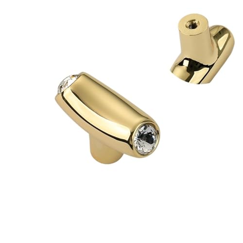 ANQKYO 4 Stück Gold Kristall Diamant Griff Küchenschrank Türgriffe Zinklegierung Schubladenknöpfe Kommode Zieht FüR KüChe(40mm single hole) von ANQKYO