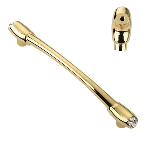 ANQKYO 4 Stück Gold Kristall Diamant Griff Küchenschrank Türgriffe Zinklegierung Schubladenknöpfe Kommode Zieht FüR KüChe(Hole spacing 128mm) von ANQKYO