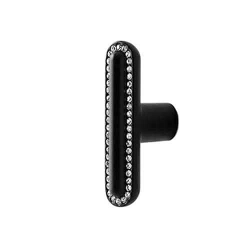 ANQKYO 4 Stück Schranktürgriffe Kristallgriff Zinklegierung Küchenschrank Kleiderschrank Zieht Schubladenknöpfe FüR KüChe(Black,Single hole) von ANQKYO