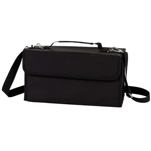 ANQKYO Marker Skizze Stift Tasche Tragbare Student Outdoor 80 Löcher Organizer Leinwand Handgemachte Zeichnung Große Kapazität Pinsel Tasche for Kids(Black) von ANQKYO
