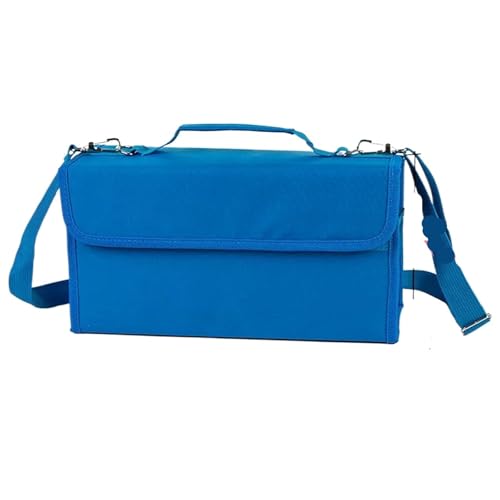 ANQKYO Marker Skizze Stift Tasche Tragbare Student Outdoor 80 Löcher Organizer Leinwand Handgemachte Zeichnung Große Kapazität Pinsel Tasche for Kids(Blue) von ANQKYO