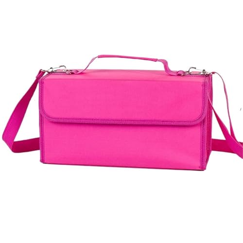 ANQKYO Marker Skizze Stift Tasche Tragbare Student Outdoor 80 Löcher Organizer Leinwand Handgemachte Zeichnung Große Kapazität Pinsel Tasche for Kids(Pink) von ANQKYO